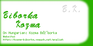 biborka kozma business card